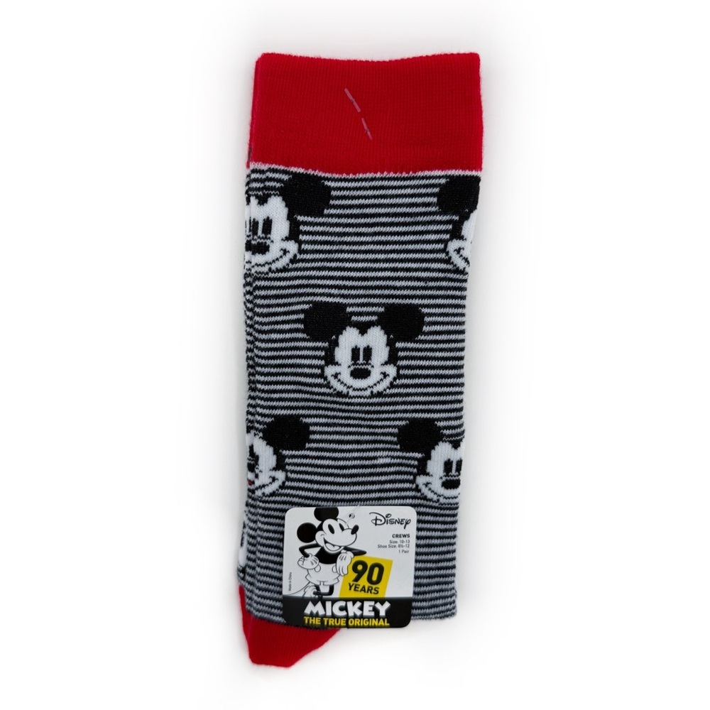 Disney Mickey Mouse Crew Socks Mens Womens Striped Black White Red Disneyland